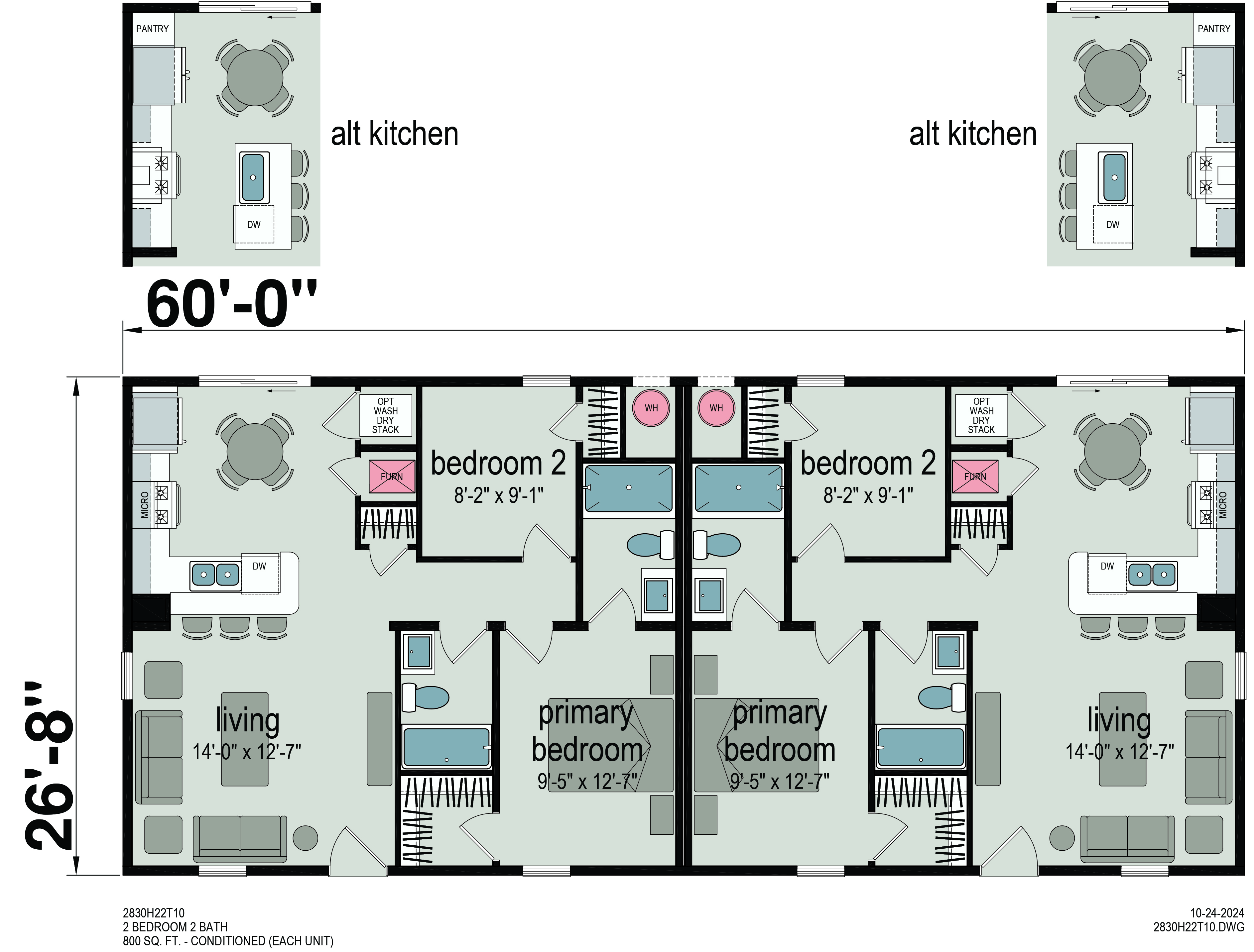 Duplex Plan 2 Bedroom Modular Home Multi & Commercial Models