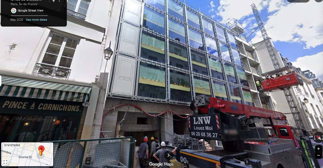 A Google Street View image of the modular citizenM hotel under construction on the Rue de Croissant in Paris in 2022. Credit: Google