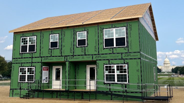 SBCA’s 3000 sq. ft., two-story duplex exhibit for HUD’s 2025 Innovative
Housing Showcase in Washington, D.C. Photo: SBCA.