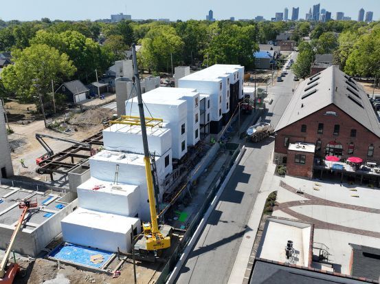 Ten months after breaking ground on the first Connect Housing Blocks development, tenants began to move in. The Station at Trolley District was recently named the 2025 Project of the Year by Columbus Business First magazine. Photo: Connect Housing Blocks.