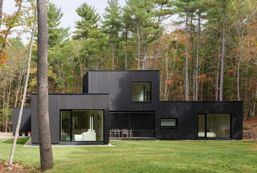 The charred wood exterior of Elemental employs a Japanese technique called shou sugi ban that contrasts with the bright interior. Photo by Trent Bell Photography