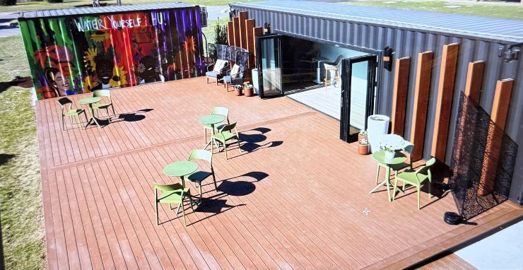“Wellness pods” created by S. I. Container Builds, used to provide various mental health and wellness services on Historically Black Colleges and Universities. These pictured are at Hampton University in Hampton, Virginia. Credit: S. I. Container Builds