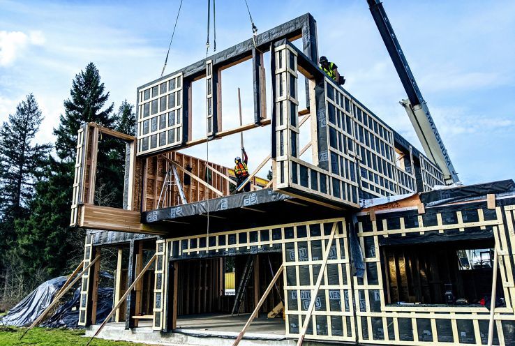 Short time-lapse videos of installations can attract people on social media, leading them to a company website to subscribe to an email list. This is a Collective Carpentry home being assembled in Auburn, Washington. It was designed by Artisans Group Architecture & Planning. Credit: Collective Carpentry