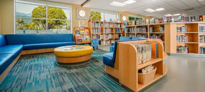 The schools manufactured by American Modular Systems are a far cry from the low-quality portable classrooms many are familiar with. This elementary school is in Carpenteria, California. Credit: American Modular Systems