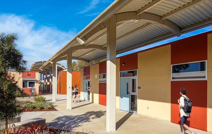 Caption: American Modular Systems manufactured this high school in San Lorenzo, California. Credit: American Modular Systems