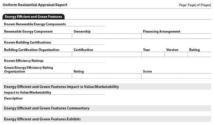 A sample portion of the UAD 3.6 appraisal form. Credit: Green Home Institute