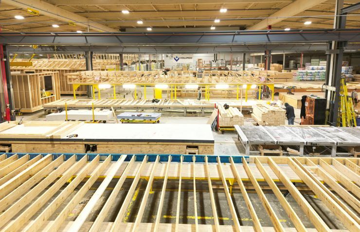 The Volumod factory in Indianapolis currently produces three modules per day. Photo credit: Volumod
