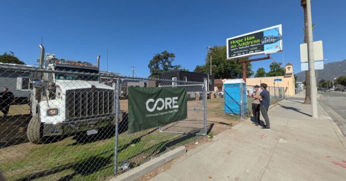 MIT Humanitarian Supply Chain Lab member Andrew Ryan visiting the Altadena Prefab Showcase, organized by UCLA’s CityLab, which gave survivors of the 2025 L.A. Wildfires the opportunity to tour six industrialized housing units on a vacant county-owned lot in Altadena, Calif. Photo credit: Jarrod Goentzel