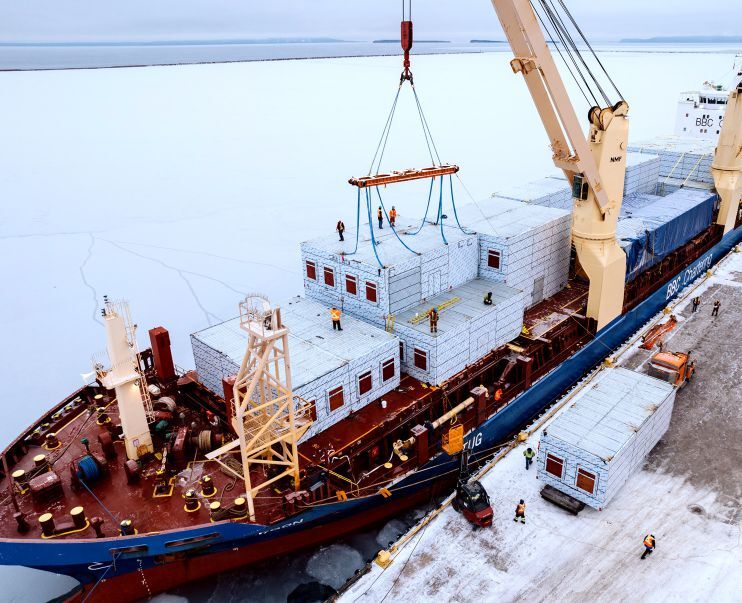 Shipping modules from China to Vancouver constitutes about 2% of the total building costs. Credit: Stack Modular