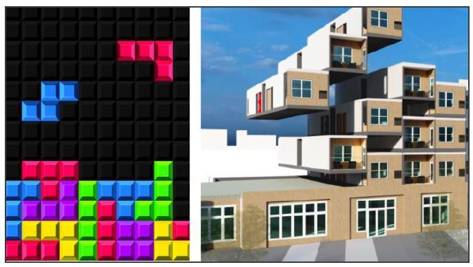 Dalvit likens the schematic design phase to a game of Tetris, because a disparate array of modules and assemblies need to fit perfectly together to form a whole building. image Courtesy of EV Studio.