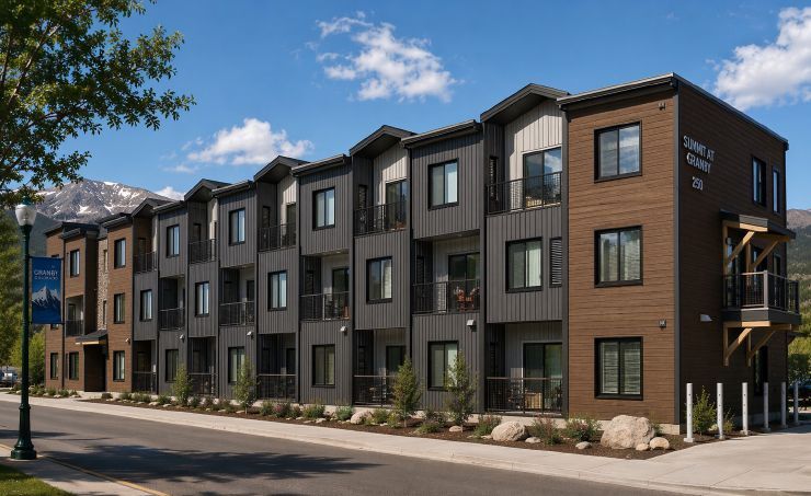 Rendering of the Summit at Granby apartments in Granby, Colorado image Courtesy of EV Studio.
